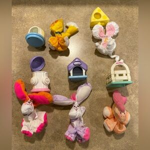 Lot of 5 Vintage 1987 Fisher Price Smooshees Toys Critters Poppie Prancy Nibbler